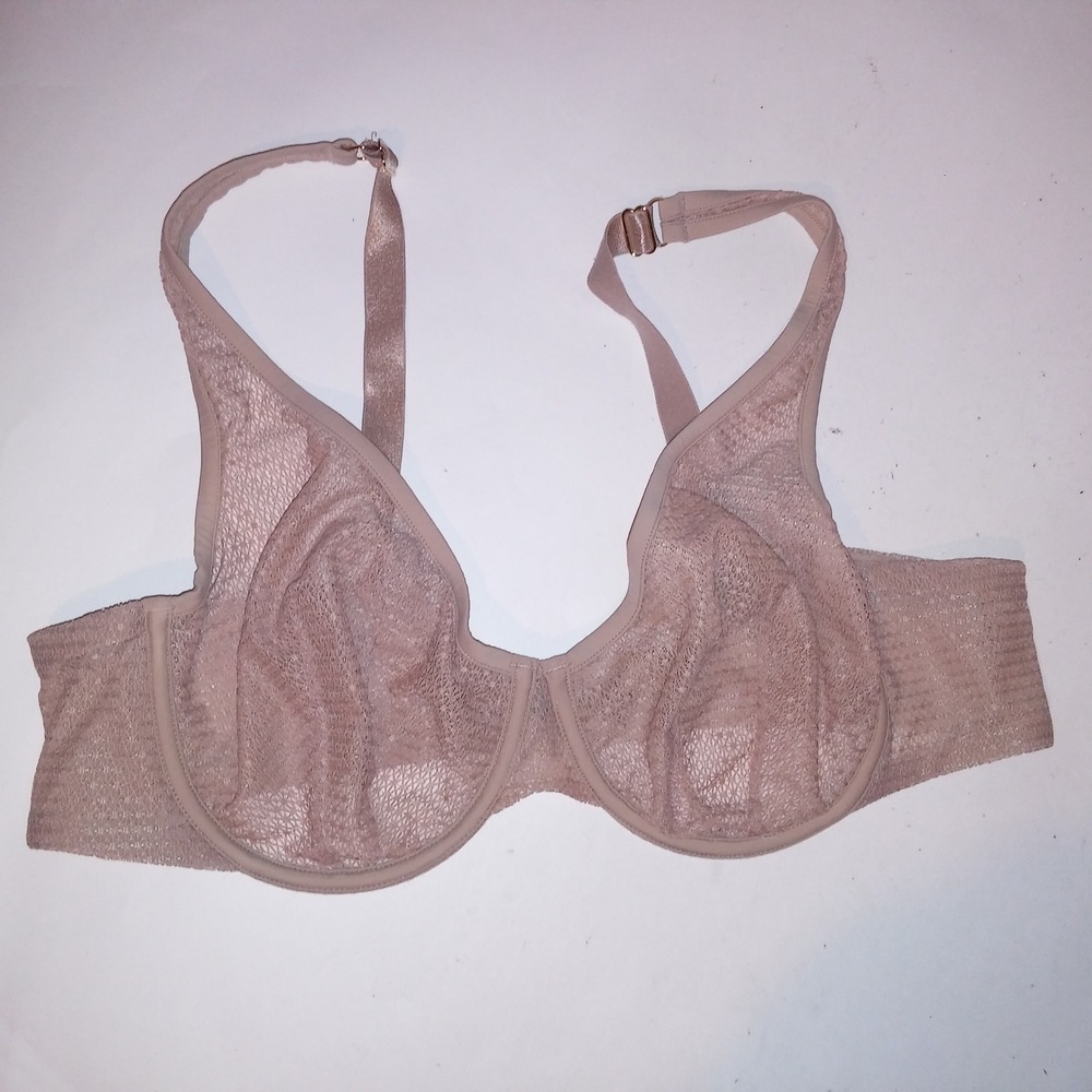 ThirdLove Bra 40B Unlined Modern Mesh Scoop Solid Beige Minimizer Underwire